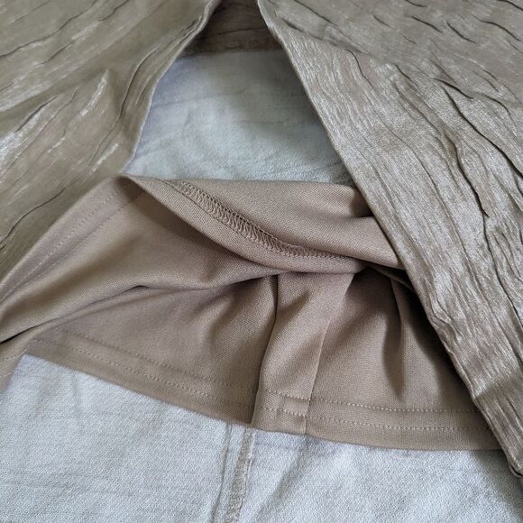 Jessica Howard Ruffle Dress Gold 8 Pearl Accents Mini Short Sleeveless Vneck Zip - Picture 5 of 10